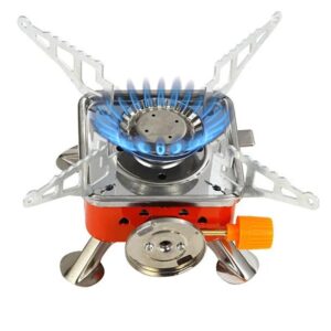 Portable Camping Gas Stove for Travel Stainless Steel Body Folding Furnace Cooking Stove Lightweight Gas Burner for Hiking, Outdoor Picnic & Emergency Cooking Use with Storage Bag