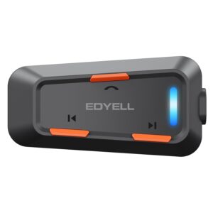 EDYELL Motorcycle Helmet Bluetooth on Ear Headset, Connects to 2 Phones at The Same Time Using Music & GPS, IPX5 Waterproof, Supports Android & iOS, Compatible with All Helmets