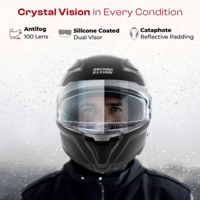 STUDDS HELIOS PLAIN BLACK HELMET