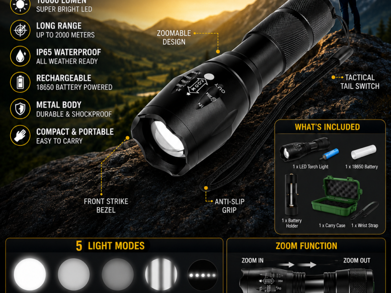 METAL BODY BATTERY USEABLE TORCH FOR SECURITY AND TRAVELING