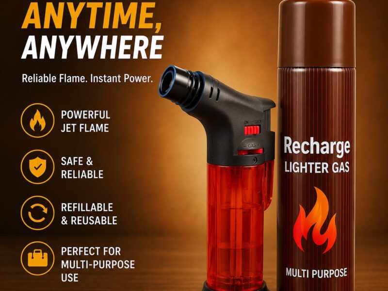 REFILLABLE PLASTIC WINDPROOF BLOW TORCH JET FLAME GAS LIGHTER
