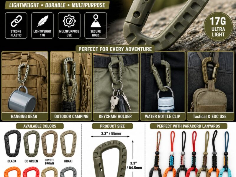 CARABINER PLASTIC HOOK for backpacking, biking, fishing, camping, outdoor activities
