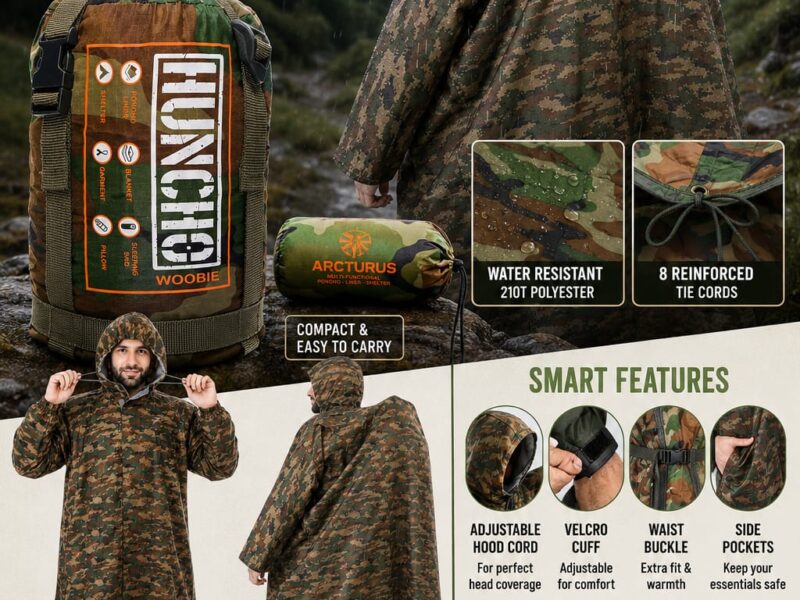 Camouflage printed military-style PONCHO