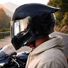 VEGA BOLT GLOSSY BLACK full face helmet( mirror visor fitted) - Image 7