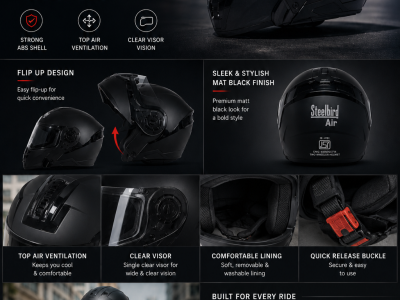 STEELBIRD SBA- 7 DASHING BLACK HELMET