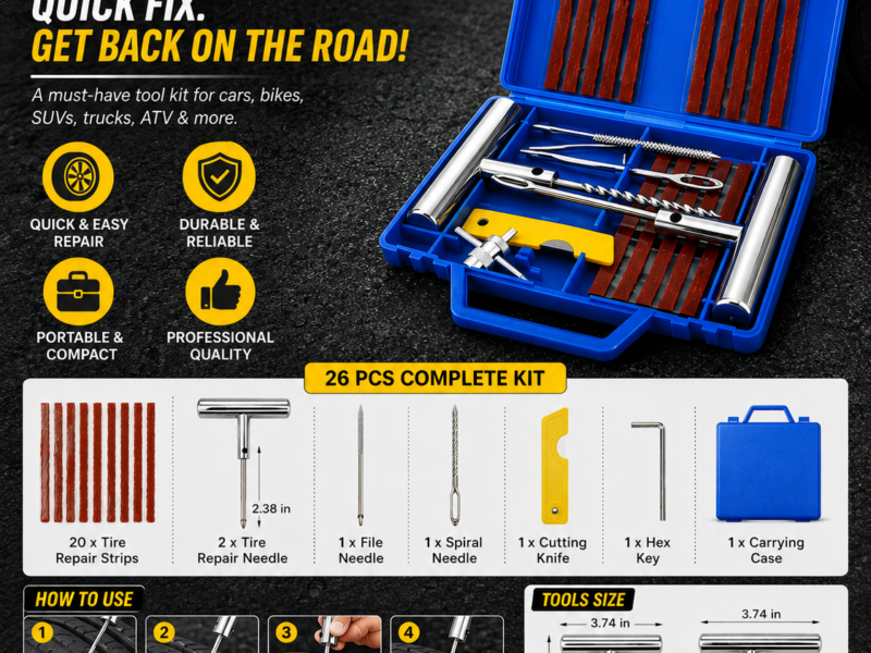 TIRE REPAIR KIT UNIVERSAL DUTY TIRE PLUG KIT