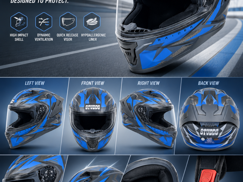STUDDS RAIDER SCULPT D1 DECOR GLOSSY GREY & BLUE