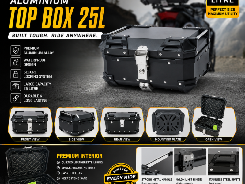 RP RACING ALUMINIUM 25 LITRES BLACK TOP BOX
