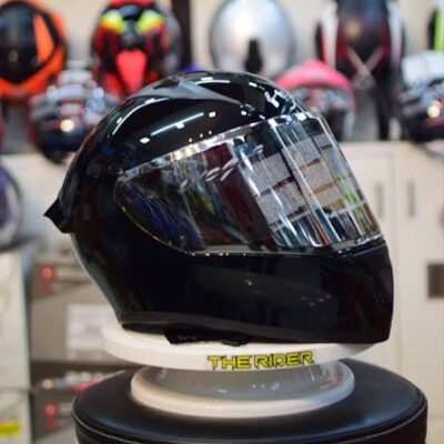VEGA BOLT GLOSSY BLACK full face helmet( mirror visor fitted)